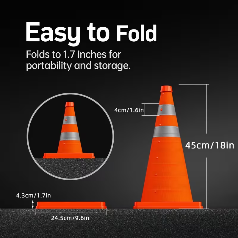 Road Traffic Cone - 45 cm faltbare, teleskopische Verkehrskegel mit