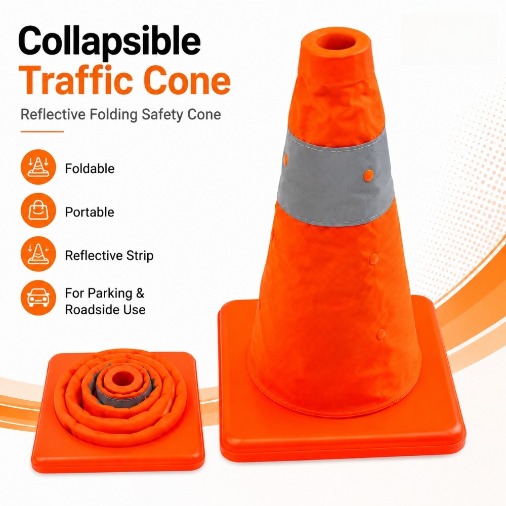 Road Traffic Cone - Zusammenklappbarer Reflektierender Verkehrskegel Notfall-Straßensicherheitskegel Tragbarer Auto-Warnkegel